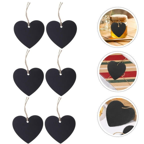 Masteelf 40pcs Black Wooden Craft Hanging Ornaments with String for DIY Gift Tags and Price Labels