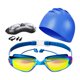 thumbnail image 2 of Juego de 5 piezas de gafas y gorro de natación para hombres y mujeres adultos en piscina. Azul, 2 of 8