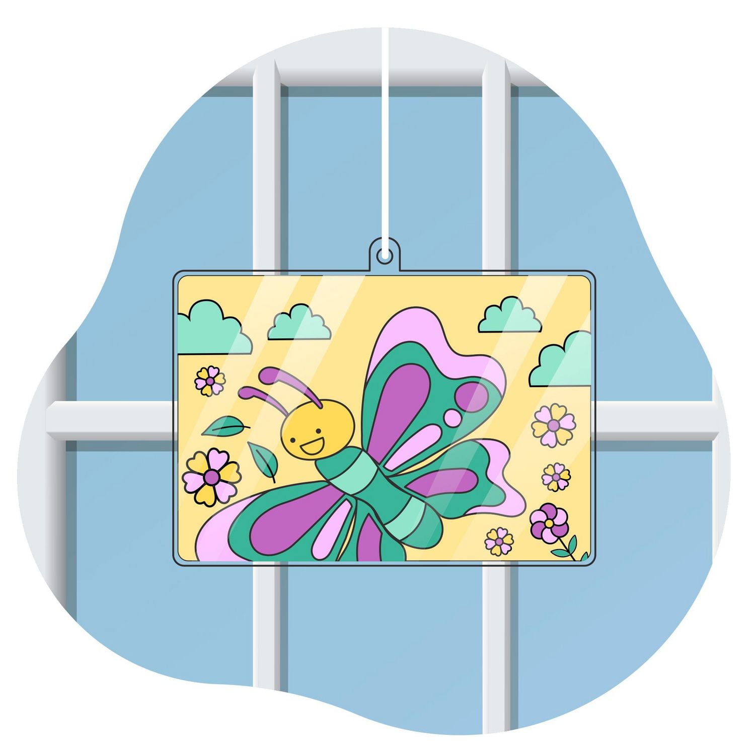 TINY HANDS Butterfly Suncatcher Paint Kit, 7 pcs, Age 3+, Kids, Crafts, DIY Hanging Art, SUNCATCHER UNI BTFLY