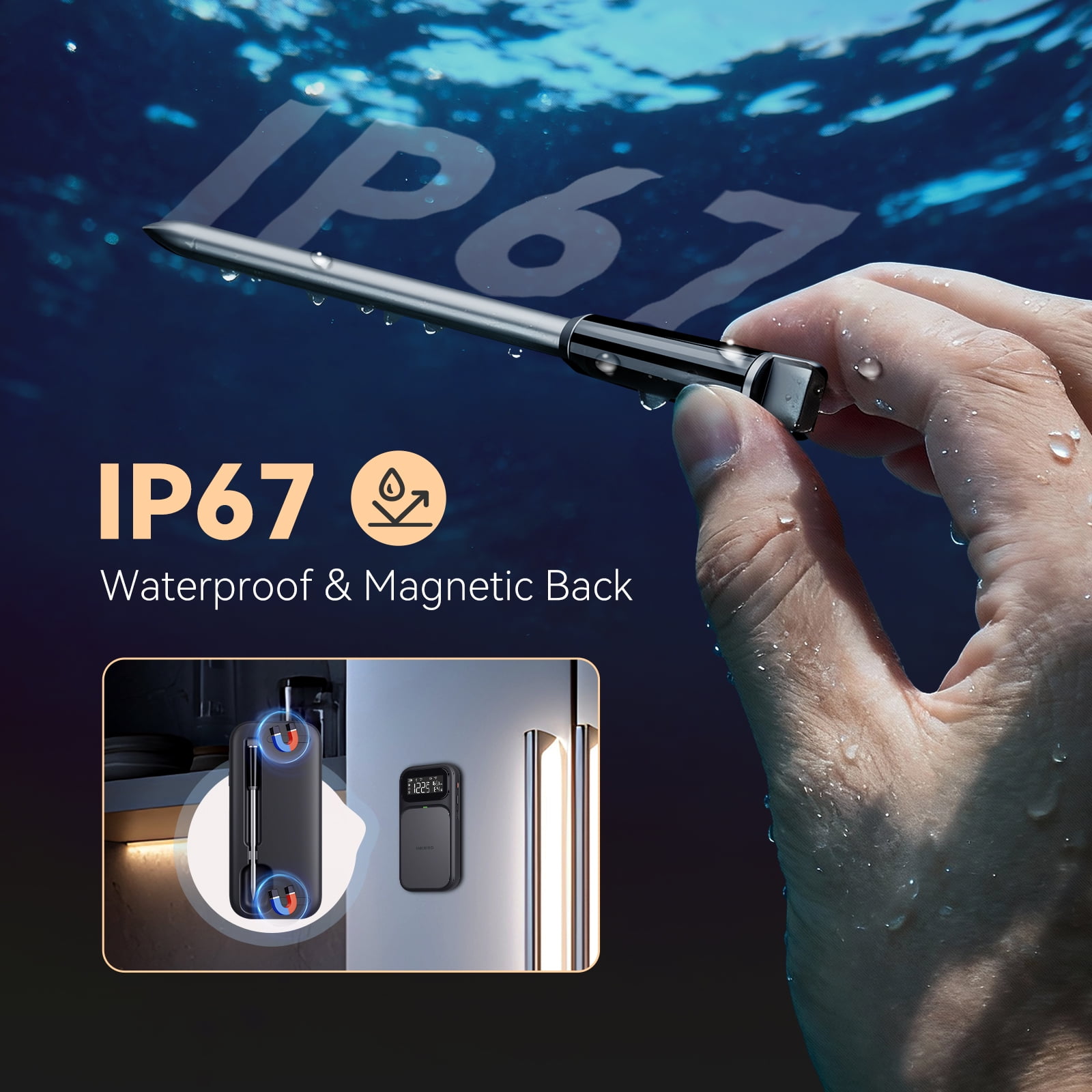 INKBIRD INT-31-BW Wireless Meat Thermometer, WiFi 5G and Bluetooth 5.4 Dual Connection, Multi-sensing Temperature Probe, NIST Approved Accuracy, High and Low Temp Alarms with Cooking Time Estimator