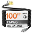 thumbnail image 1 of Cable de alimentación Deeklify de 30 m, 12 AWG, impermeable, con extremo iluminado, 125 V, 1 of 7