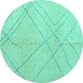 thumbnail image 1 of Ahgly Company Indoor Round Oriental Turquoise Blue Modern Area Rugs, 7' Round, 1 of 4