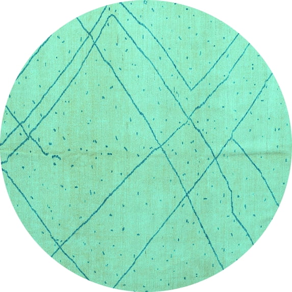 Ahgly Company Indoor Round Oriental Turquoise Blue Modern Area Rugs, 7' Round