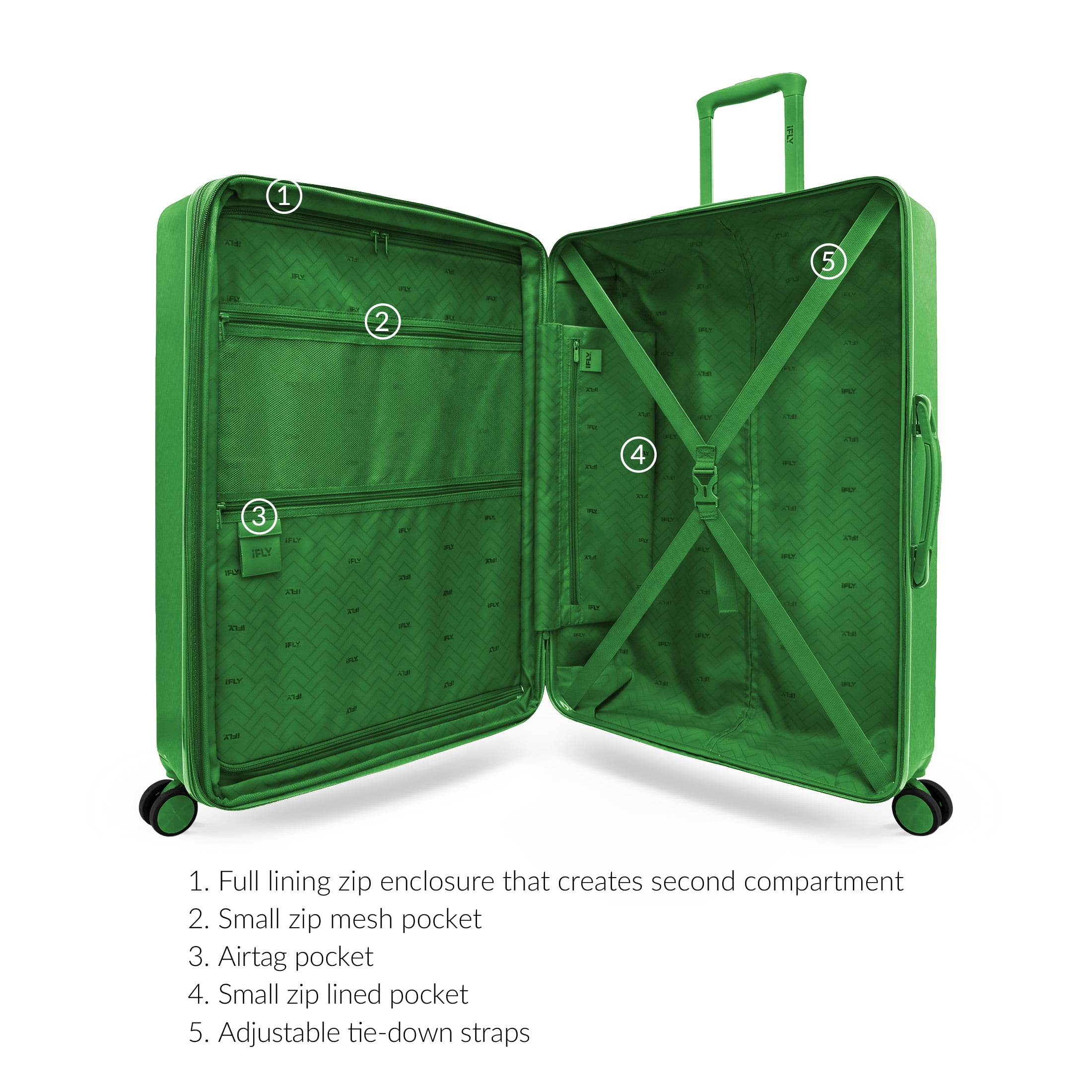 iFLY Volt 20" Expandable Hardside Spinner Carry-On Luggage, Hunter Green