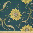 thumbnail image 2 of Ambesonne Sunflower Fabric by the Yard Microfiber, Helianthus Floral Petals, 1 Yard, Dark Sky Blue Mustard, 2 of 2