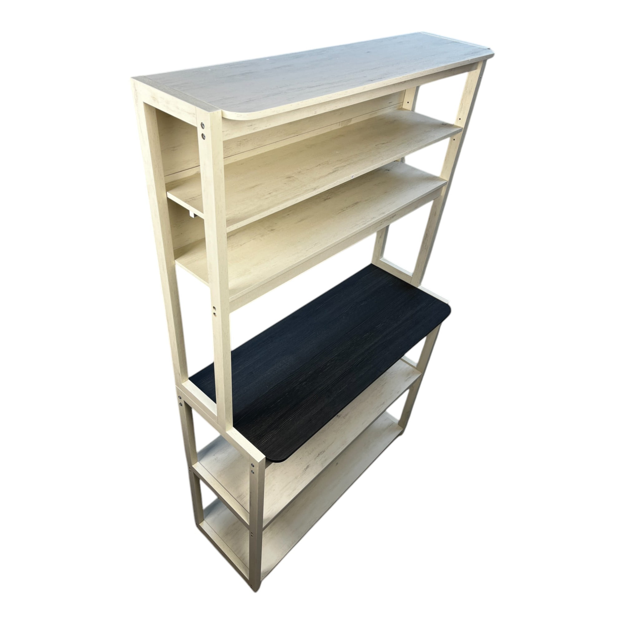 5-Tier Bakers Rack, Kitchen Storage Shelf and Microwave Stand with Coffee Bar, Particle Board Organizer for Pantry, 39.37 Inch, White and Black