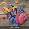 thumbnail image 4 of KLL Digital Flamingo Vibrant Art Pattern Aesthetic Tote Bag for Women Beach Bag Shopping Bags Shoulder Bag Reusable Grocery Bags, 4 of 5