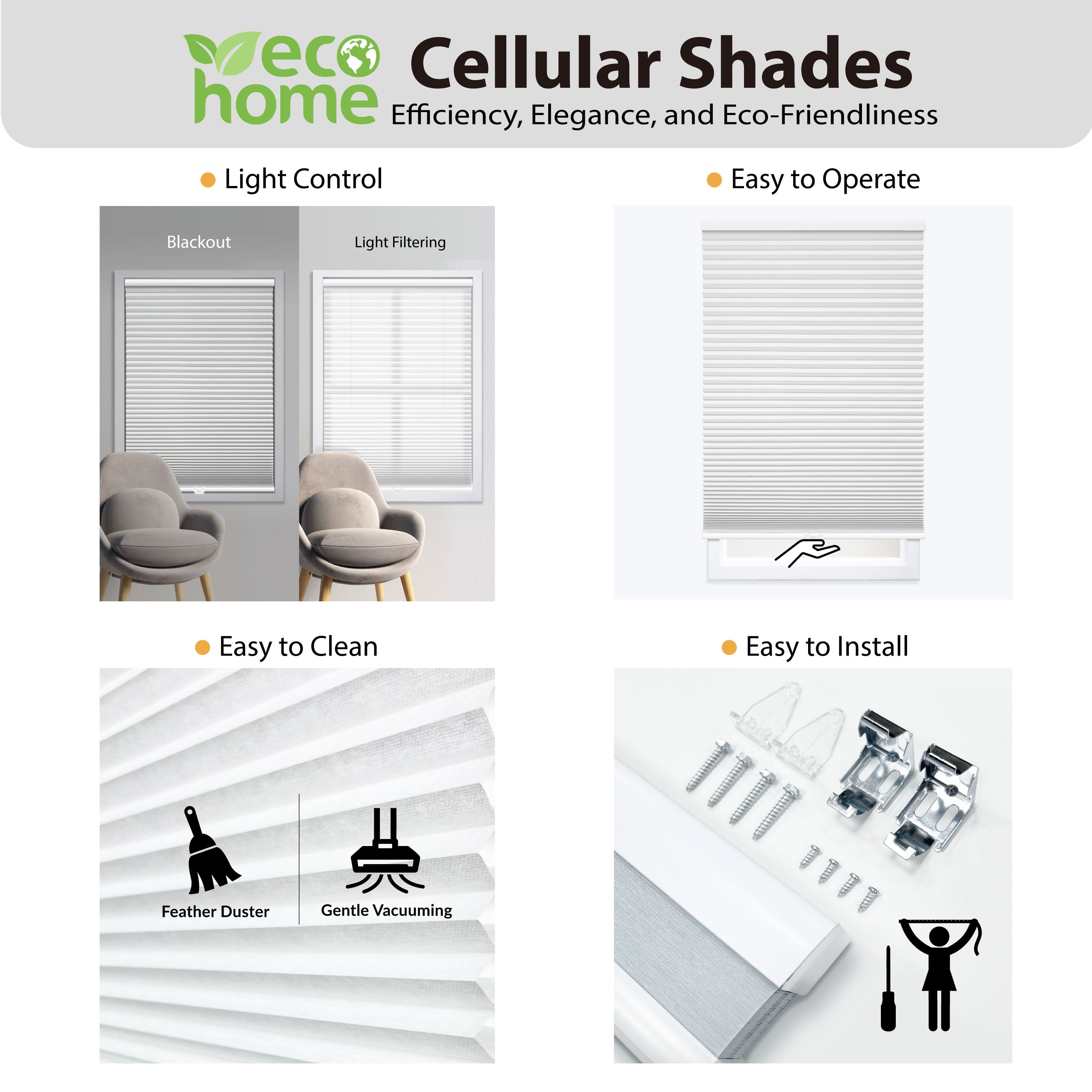 Regal Living White Blackout Cordless Cellular Shade 67" W x 84" L