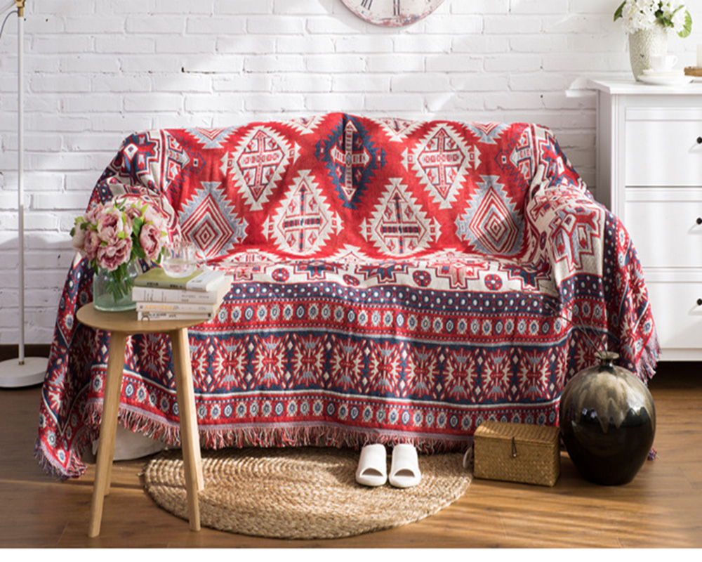 50" X 70" Double Sided Cotton Woven Couch Throw Blanket Featuring