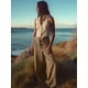 thumbnail image 5 of Pantalones de Rayas de Tiro Bajo para Mujer, Vaqueros Bohemios de Pierna con Cordón Ajustable, Tendencia 2025 Amarillo L, 5 of 9