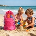 thumbnail image 3 of 1-3PC Mesh Beach Bag Drawstring Backpack Swim Pool Toy Bag Waterproof Breathable Large Capacity Foldable with Zipper Pocket for Swimming Sports Gym Travel Lightweight Adjustable Straps, 3 of 5
