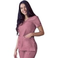 thumbnail image 2 of Adar Pro Heather Sarraus pour Femmes - Haut de Sarrau à Encolure Cœur en V - P4210H - Heather Wine - 2X, 2 of 7