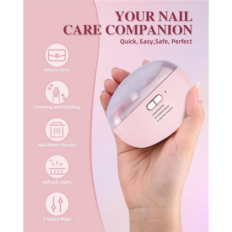 2025 Upgraded Electric Nail Clipper, Electric Nail File, 2 Speeds Automatic Nail Trimmer with LED Light & Clip Storage - USB Rechargeable for Baby, Kids, Adults, Seniors