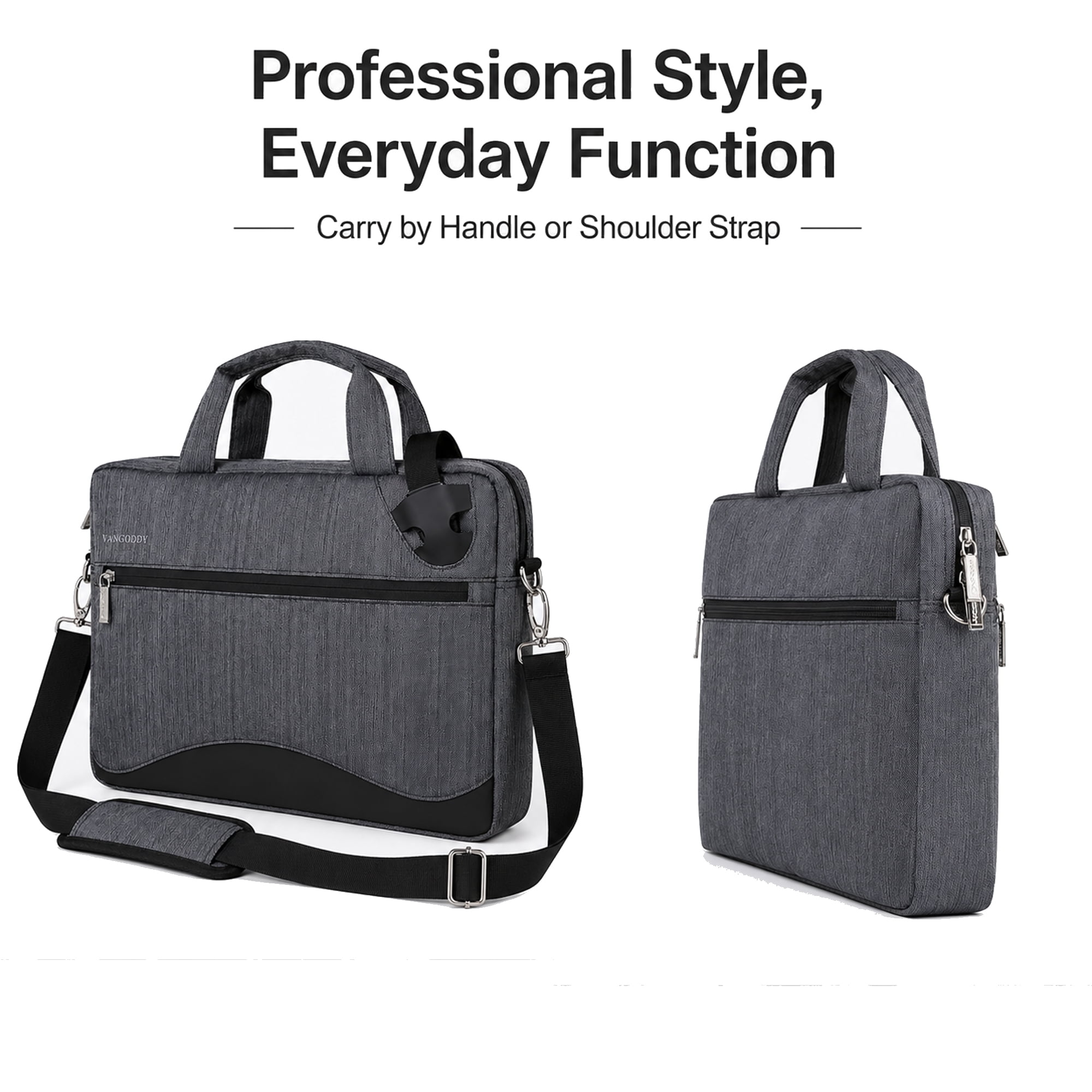 15.6 Inch Business Laptop Shoulder Bag, Slim Padded Professional Briefcase with Adjustable Strap, Multi-Compartment Computer Carrying Case for Work, Office, Travel, Black