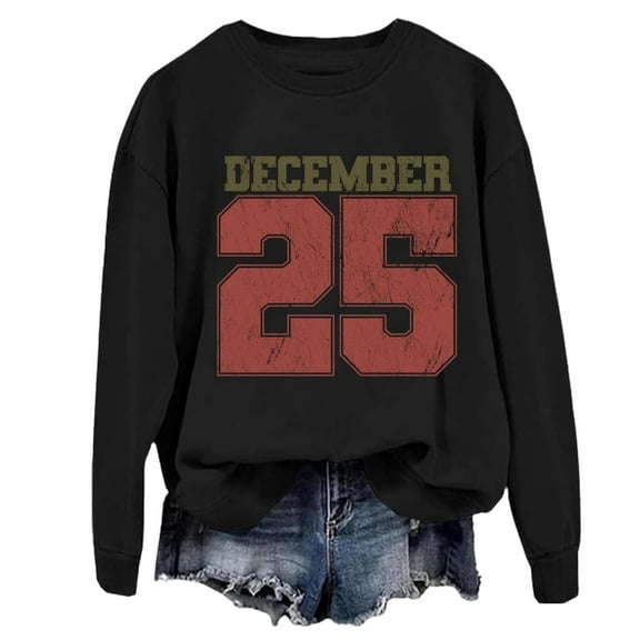 December 25 Sweatshirt Vintage Christmas Sweatshirt Color: Black Size: L