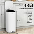 thumbnail image 3 of mVm Kitchen Trash Can, 8 Gal White Step Trash Can with Lid, Smooth Square Garbage Bin for Home Office (White), 3 of 7