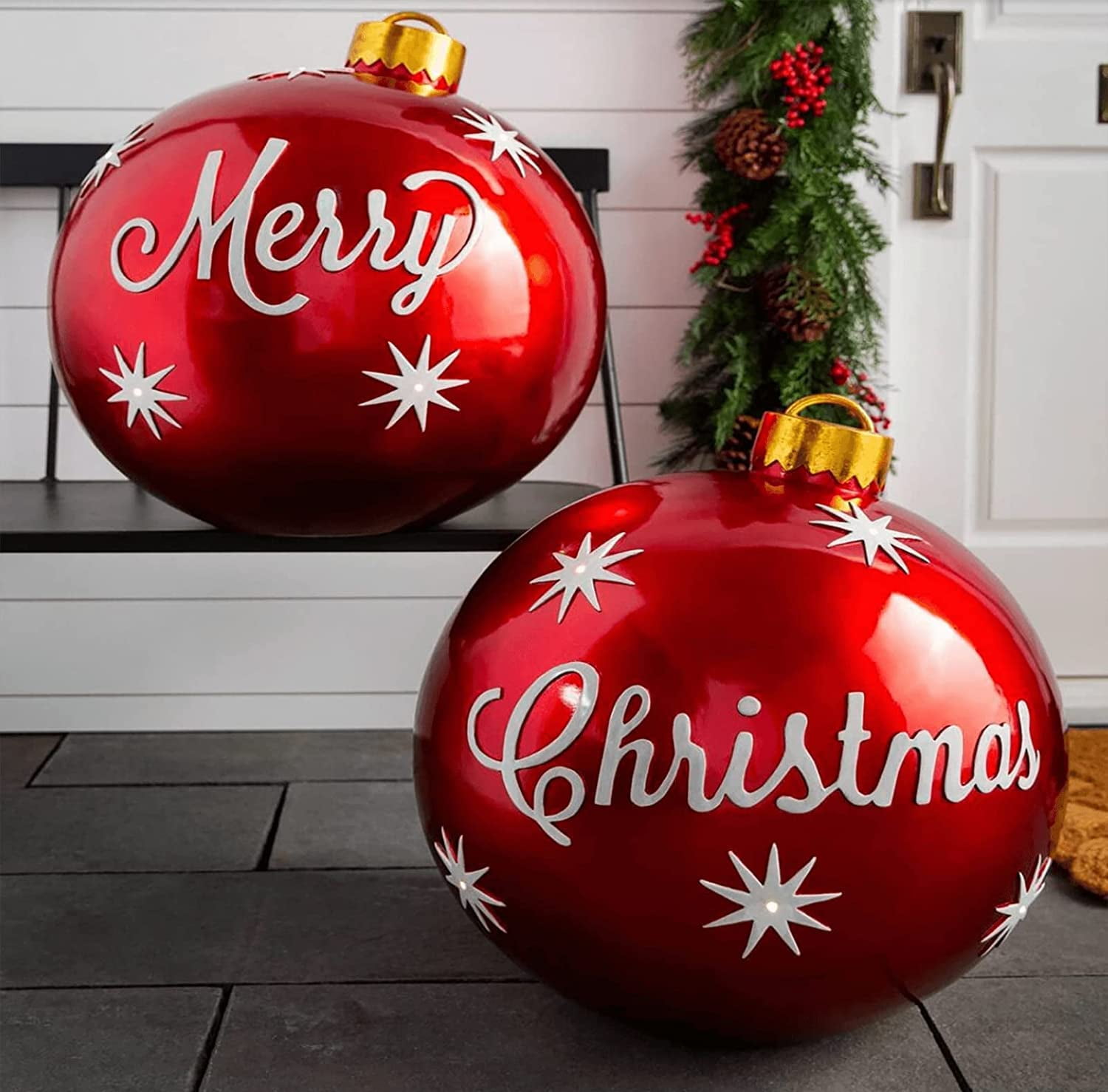 FFNMZC Christmas Ornaments,Outdoor Inflatable Decorated Ball,23.6 inch PVC Giant Christmas Inflatable Ball,Christmas Tree Decorations Art Garden Home Patio Decor for Home Christmas Festive Gift Ball 