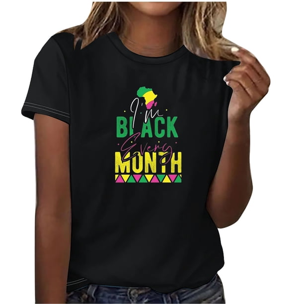 Tops de Algodón para Mujeres Día de la Independencia Casual Impreso Cuello Redondo, Camiseta de Manga Corta para el Hogar Y Diario