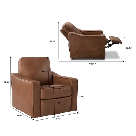 BETTER HOMES & GARDENS ALLEN PUSH-BUTTON POWER RECLINER CHAIR, COCOA FAUX LEATHER