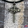 thumbnail image 4 of Crown Of Thorns Nail Cross Necklace Dark Metal Finish on Black Cord (aa5gnrub), 4 of 7