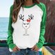 thumbnail image 2 of Tops Para Mujer Camisas de Manga Larga Otoño Primavera Patchwork Navidad Impreso Cuello Redondo Camiseta Casual Odeerbi ODB151558, 2 of 6