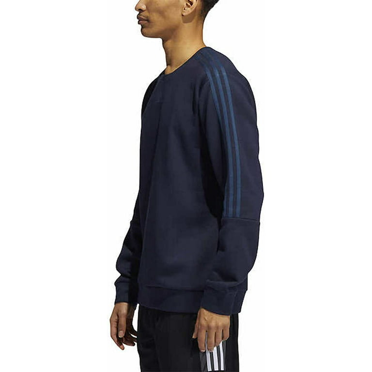 Stripe Fleece Navy,X-Large) Long Sweatshirt Crew Pullover 3 Men\'s Sleeve adidas (Legend Ink