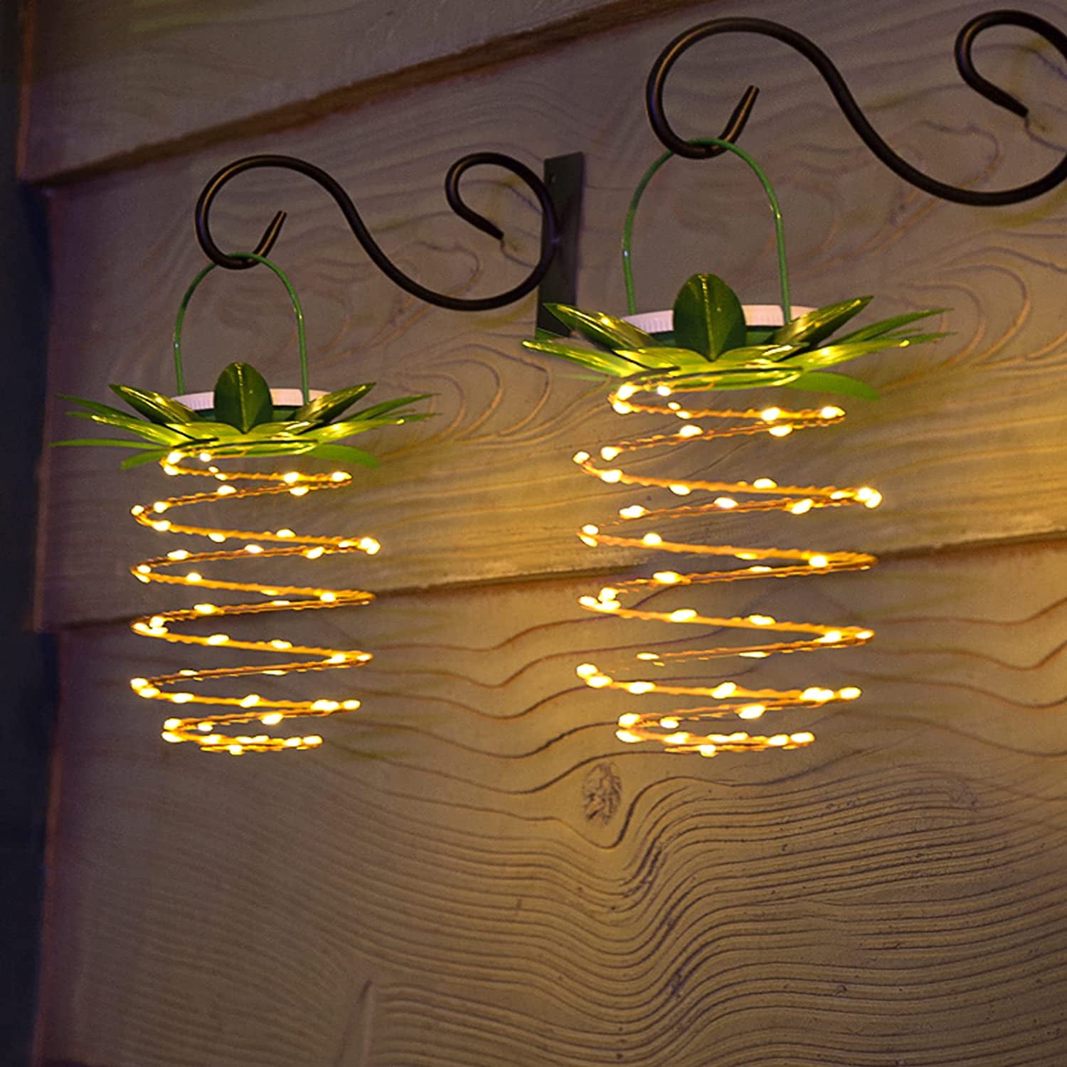 2Pack Outdoor Solar Pineapple Lights Decor, 24LED Waterproof Hanging Pineapple Lanterns for Garden Pathway Yard Lawn Walkway Balcony Gifts Decoration Path Light Outside