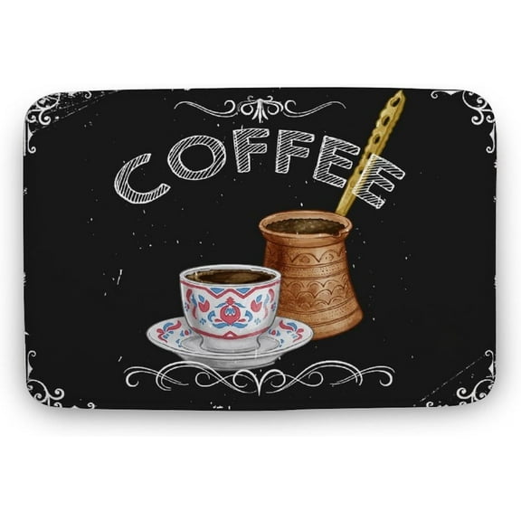 Doormat 16x24 Inch Small Door Mat Kitchen Rugs Washable Vintage Coffee Latte Time Sliding Door Rugs for Inside House Coral Velvet for Inside House Doormat Non-Shedding Decorations for Bedroom