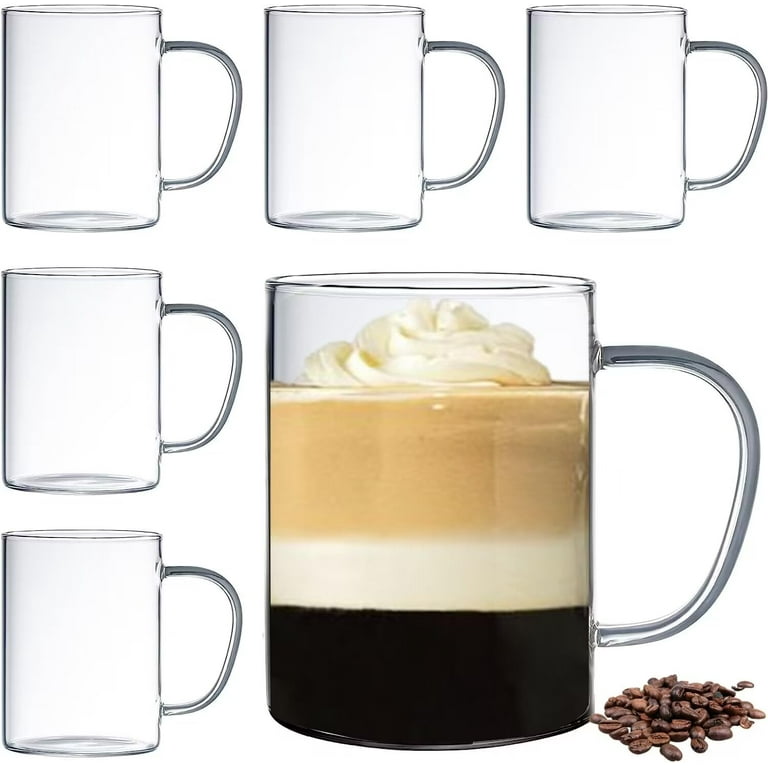 16oz Glass Coffee Cups, Large Clear Coffee Mugs,Drinking Glass Mug