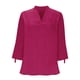 thumbnail image 4 of Tops de Manga Larga de las Mujeres Casual Color Sólido V Cuello Tres Cuartos de Manga Blusa Suave, 4 of 7