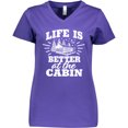 thumbnail image 3 of Inktastic Life is Better at The Cabin with Trees and Moon Women's V-Neck T-Shirt, 3 of 5