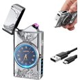 thumbnail image 1 of COMANYI Cool Lighter with Clock Dial Electric Lighters with LED Power Display Plasma Lighters Windproof USB Rechargeable Lighter Gifts for Men Women (Silver, Eagle), 1 of 6