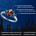thumbnail image 2 of Gem Stone King 2.07 Ct Oval Checkerboard Red Garnet Blue Diamond 925 Sterling Silver Ring, 2 of 6