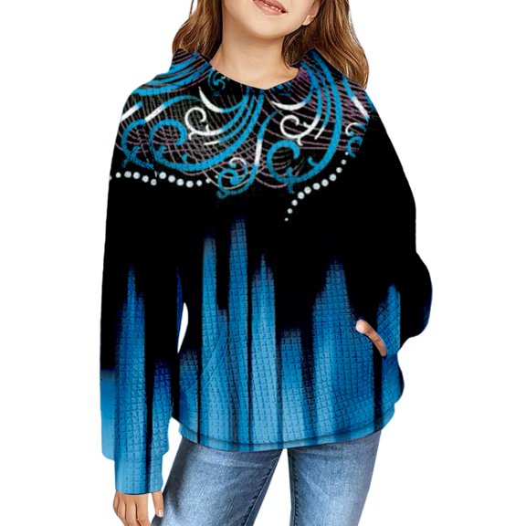 Mercatoo Hooded Sweatshirt for Girls Graphic Print Long Sleeve Warm Pullover Shirt Fall Casual Tops with 𝗞angaroo Pocket