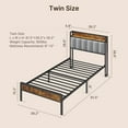thumbnail image 3 of Asofer Twin Bed Frame with Storage Headboard, Metal Platform, Dark Gray, 3 of 9