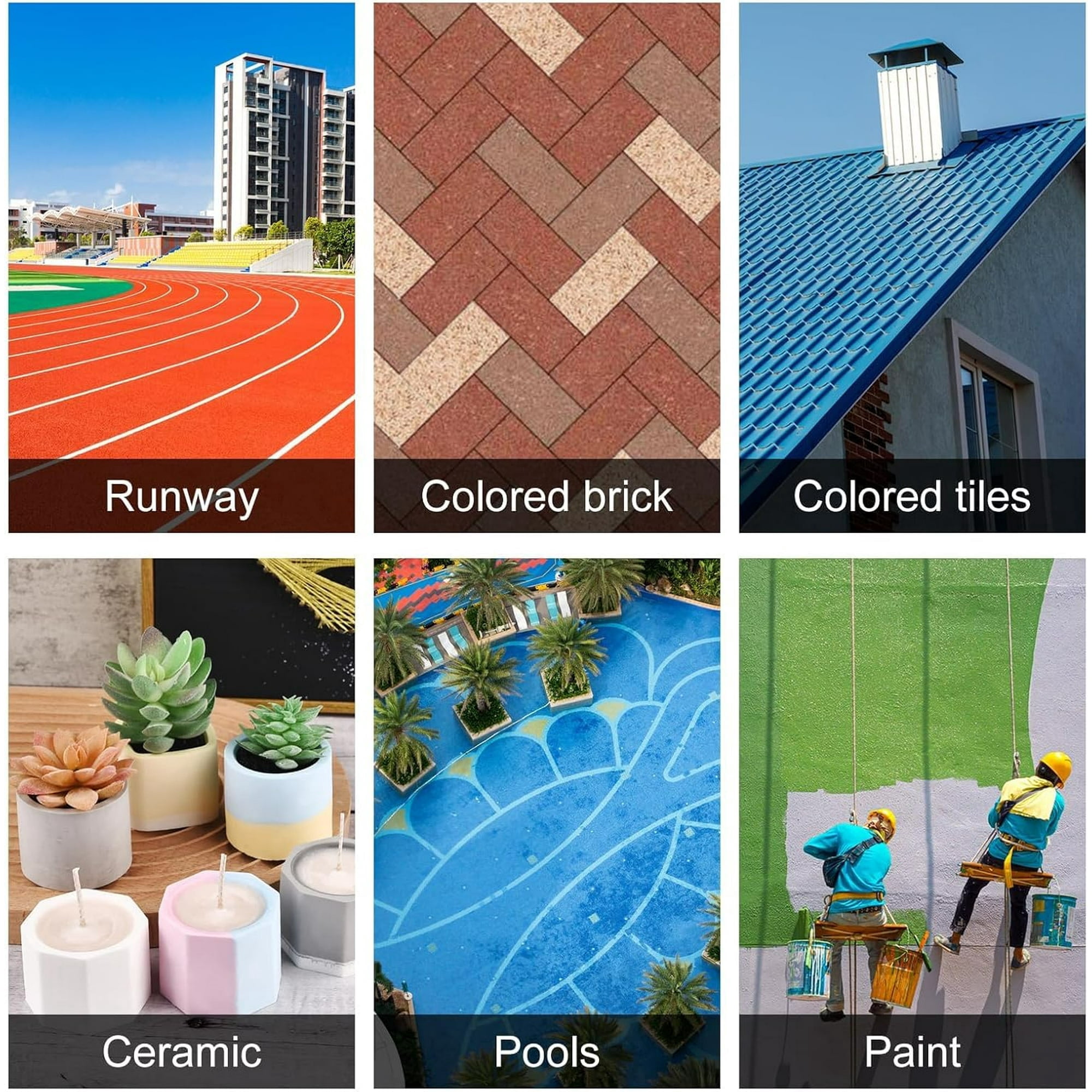 5 Beautiful Concrete Color Pigment, Iron Oxide Powder - Concrete Dye for Cement, Artistic, Painting, Clay, Lime, Plaster, Paint