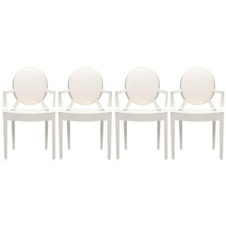 2xhome Set Of 4 White Modern Contemporary Ghost Chairs Chair With 2xhome Set Of 4 White Modern Contemporary Ghost Chairs Chair With Arms Molded Acrylic Plastic Mirrored