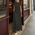 thumbnail image 2 of XIAOCHA Womens Summer Midi Satin Dress Mini Polka Dot Print Neck Cap Sleeve Waist Fitted Asymmetric Hem Party Dresses, 2 of 6