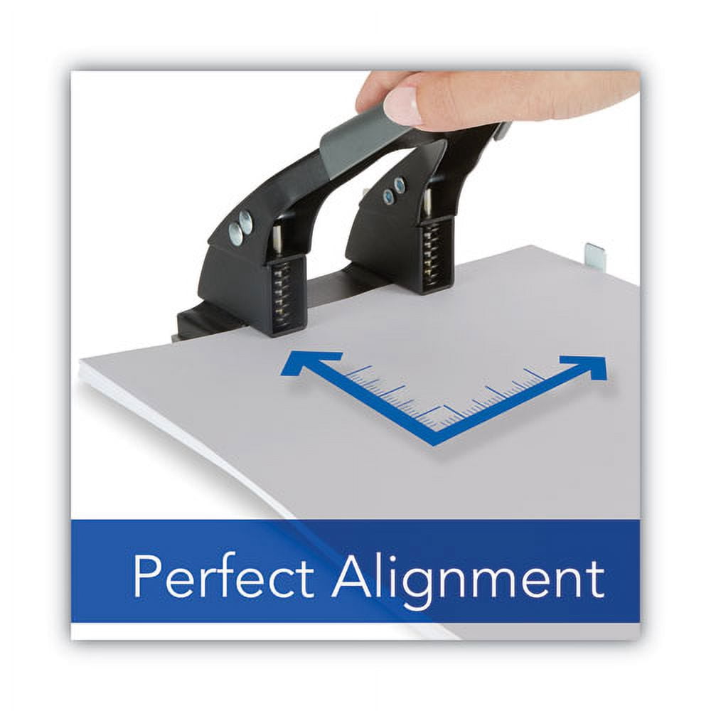 28-Sheet Comfort Handle Steel Two-Hole Punch, 1/4" Holes, Black/gray | Bundle of 5 Each