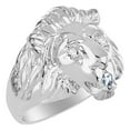 thumbnail image 3 of RYLOS 14K White Gold Lion Head Ring; Diamonds in Eyes & Gemstones in Mouth Fun Designer Rings - Blue Topaz Mens Jewelry Size 10, 3 of 8