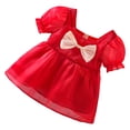 thumbnail image 2 of Vestido de niña de moda rojo de manga corta con lazo, vestido de princesa para cumpleaños, fiesta de bodas, 90 cm, 2 of 12