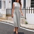 thumbnail image 2 of Sngxgn Long Sleeve Midi Dress Casual Loose Flowy Dresses(Grey,L), 2 of 5