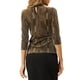 thumbnail image 3 of INSPIRE CHIC Blusa metálica brillante de rayas para mujer de 3/4 de manga 2XL Oro Negro, 3 of 7