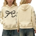 thumbnail image 3 of LRen Girls Hoodies Size 14-16, Girl Bow Leopard Printed Hoodies Drop Shoulder Long Sleeve Sweatshirts Pullover Preppy Back To School Cute Valentines Clothes,Beige,4-5 Years, 3 of 7