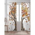 thumbnail image 2 of Sheer Curtains 84 Inches Long 2 Panels Set for Living Room, Brown Tree Fall Semi Sheer Curtains for Windows, Leaves Branches Watercolor Botanical Elegant Voile Window Treatments Rod Pocket Curtain, 2 of 7