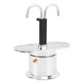 thumbnail image 1 of 100ml Aluminum Alloy Double Head Coffee Pot, DIY Mini Italian Double Head Stovetop Coffee Maker for Home Cafe, Dual Tube Design, Portable, Traditional Italian Coffee Making Method, 1 of 7