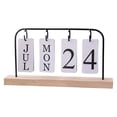 thumbnail image 2 of Dserhfy Metal Flip Calendar with Wooden Base Daily Perpetual Desk Calendar Turn Page Month Date Display Standing Desktop Planner for Office Home, 2 of 7
