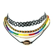 Claire's Women's Rainbow Daze Choker Necklaces Set, Jewelry Gift, 5 Pack, 03700