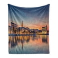 thumbnail image 1 of Croatia Soft Flannel Fleece Throw Blanket, Photo of Romantic Sunset Scene with Cityscape Reflections on Water, Cozy Plush for Indoor and Outdoor Use, 50" x 60", Multicolor, by Ambesonne, 1 of 6