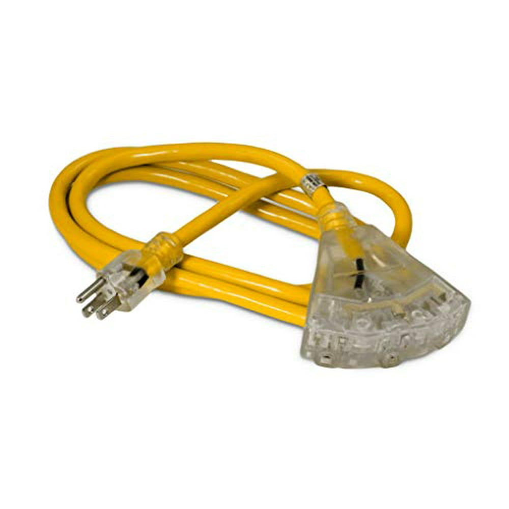 6ft 12/3 Heavy Duty 3Outlet Lighted SJTW Indoor/Outdoor Extension